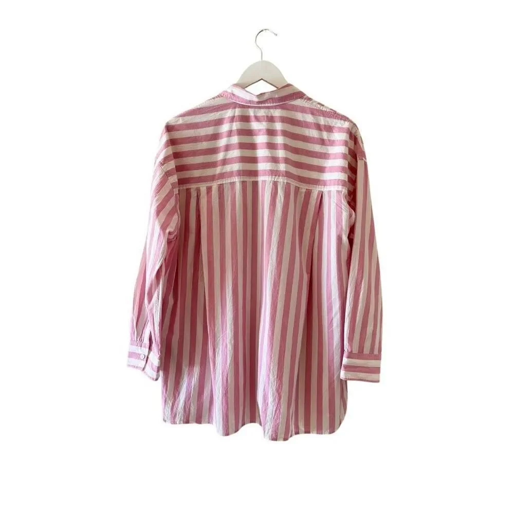 Madewell Pink and White Stripe Button-Down Shirt - Picture 6 of 13